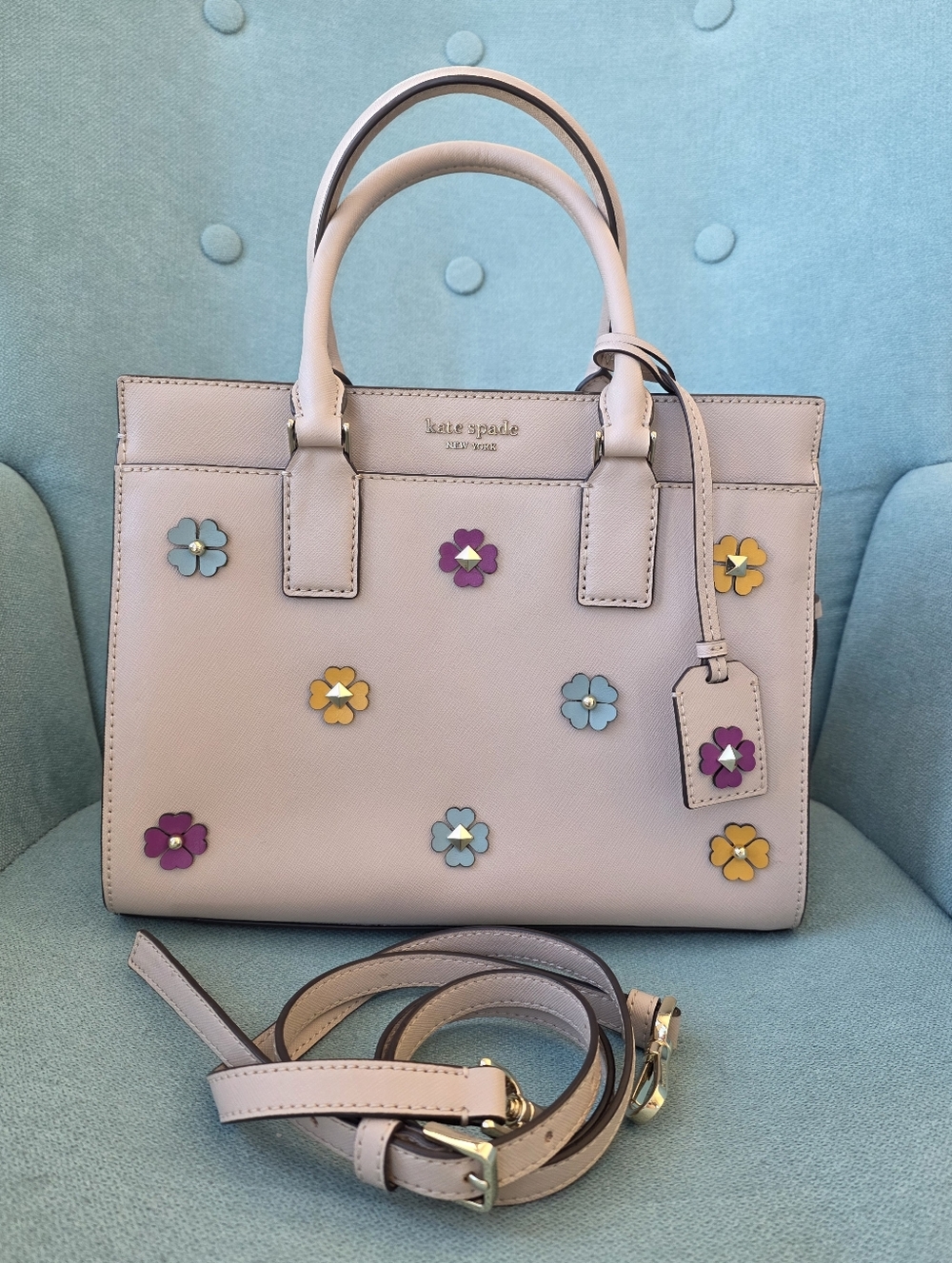 Kate Spade New York CAMERON SPADE FLOWER APPLIQUE MEDIUM SATCHEL